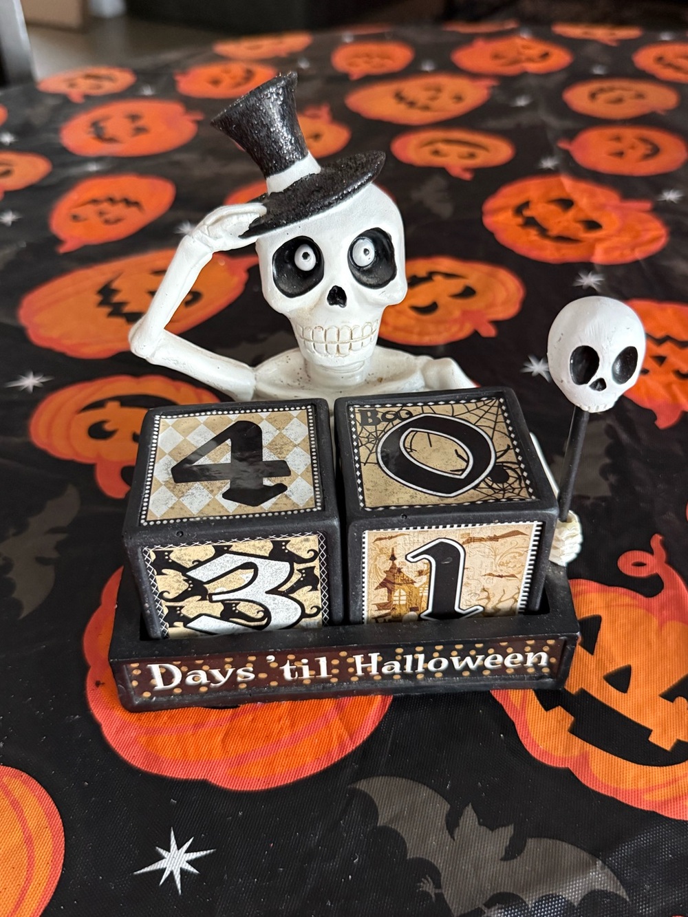 Celebrate It Halloween Skeleton Countdown Blocks — Black, White & Orange